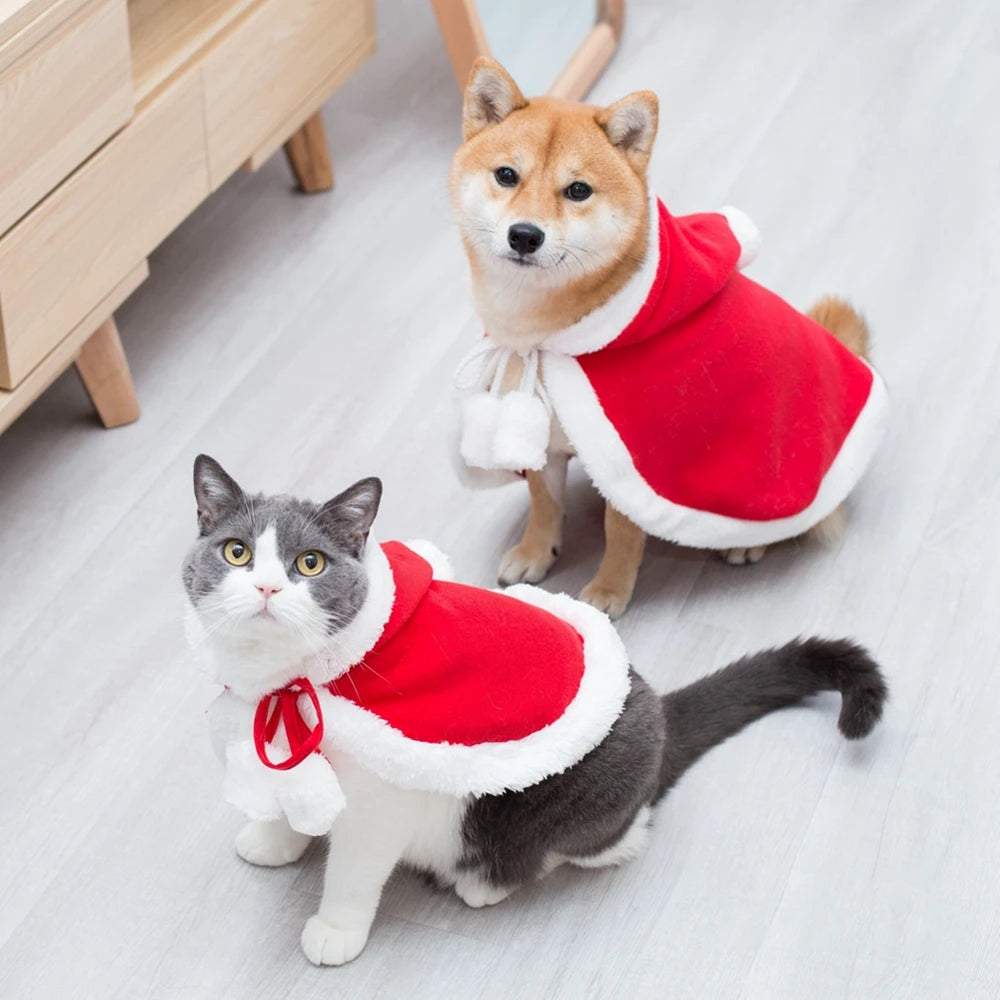 Christmas Pet Santa Cloak Costume